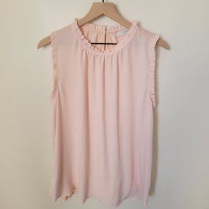 NEW Loft Pink ruffle blouse size L